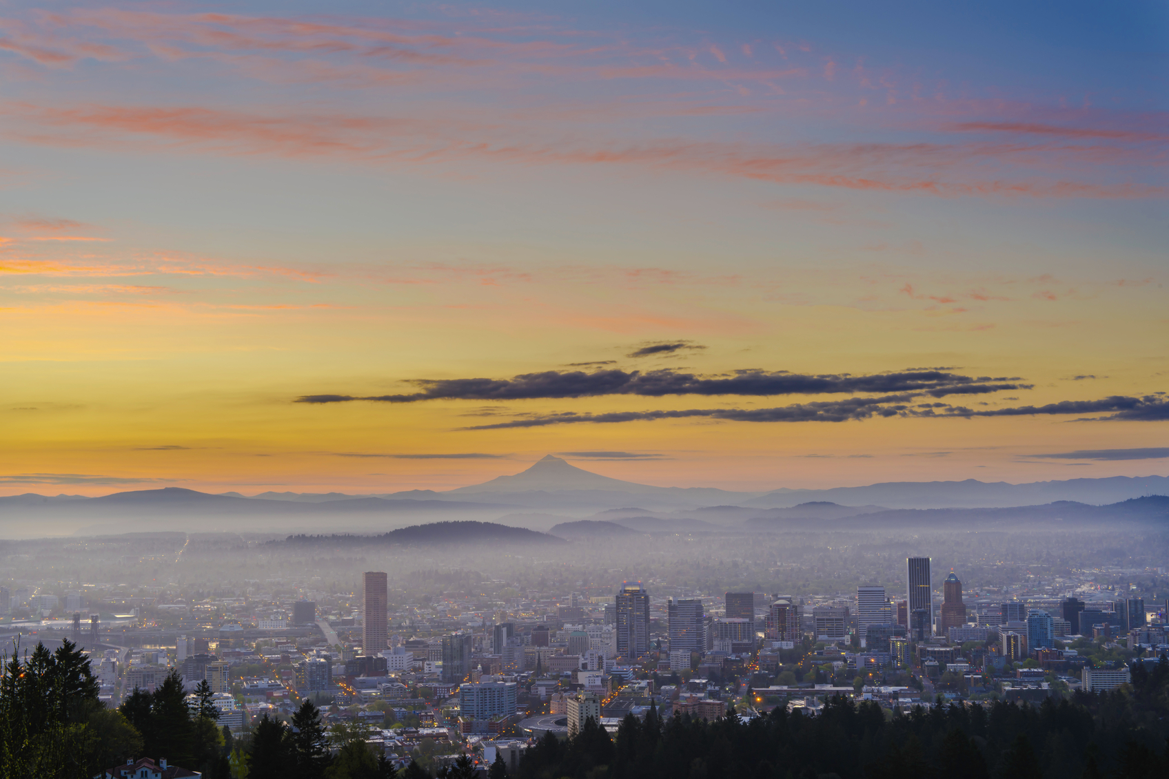 Portland Oregon at sunrise