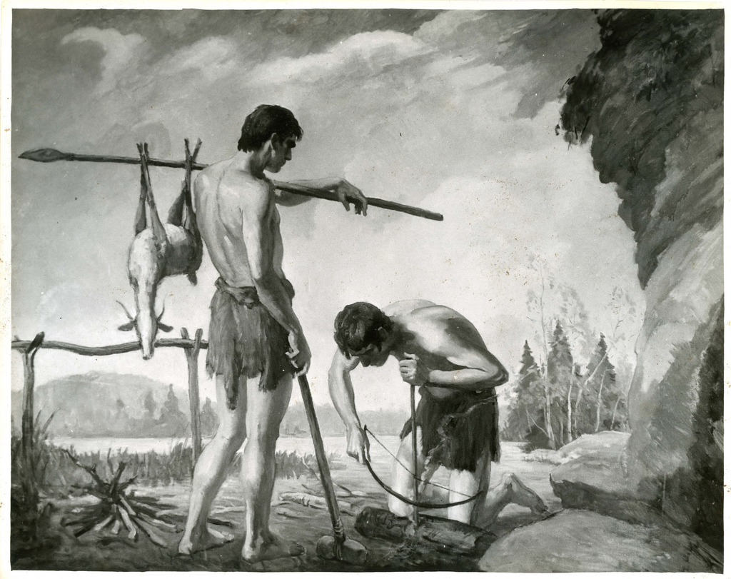 Primitive Man Using Fire