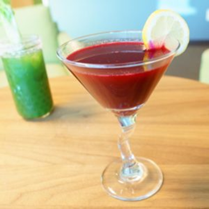 Cold-pressed beet and lemon drop martini